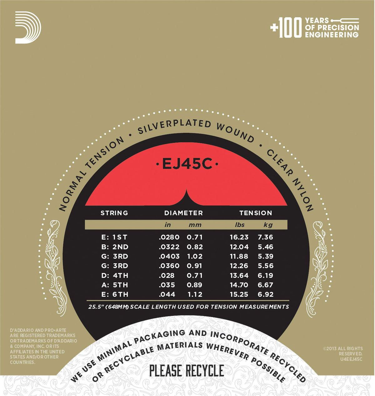 EJ45C PRO-ARTE COMPOSITE CLASSICAL GUITAR STRINGS NORMAL TENSION