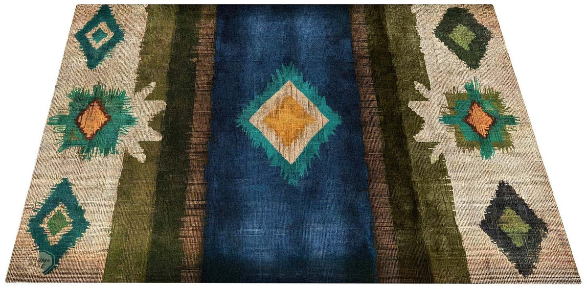EART185-BLU - Tapete de Palco / Bateria Native American 1.85 x 1.60m Antiderrapante - Azul