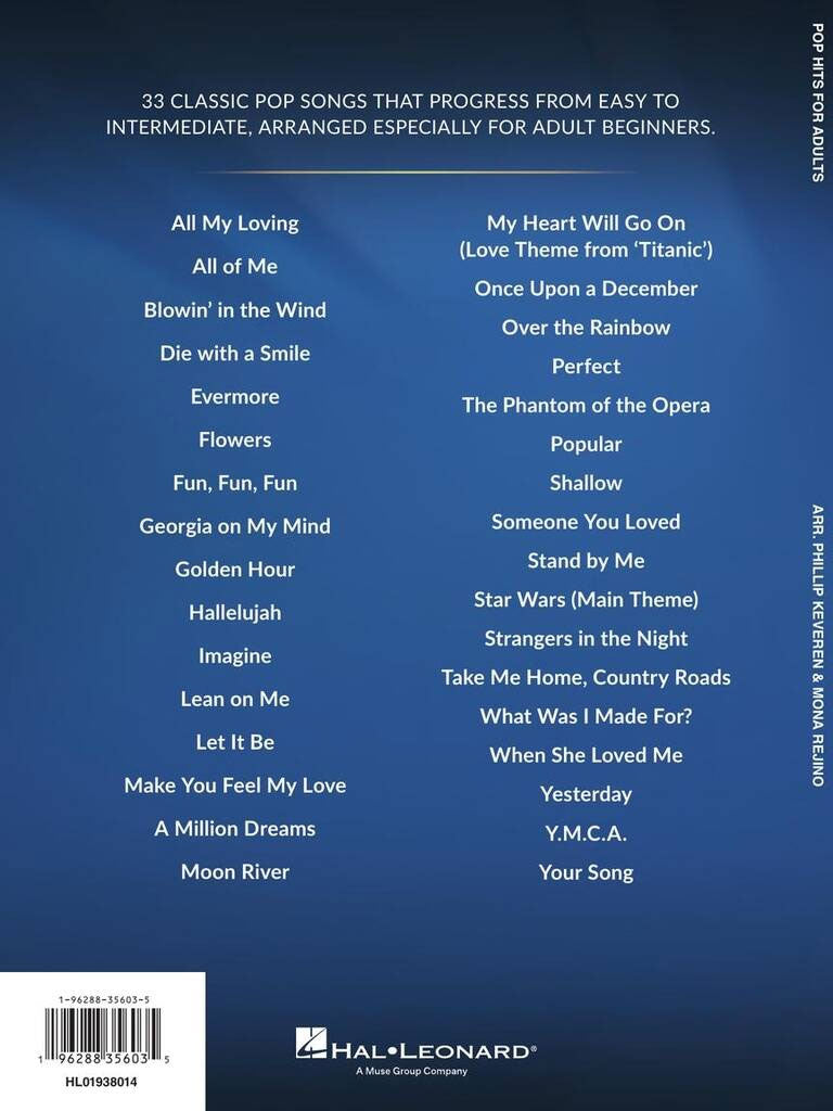 Pop Hits para piano para adultos