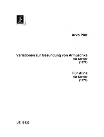 Part Arvo - Variatonen Zur Gesundung Von Arinushka Fur Alina - Piano