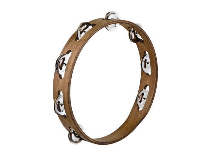 TRADITIONAL WOOD TAMBOURINES STAINLESS STEEL JINGLES