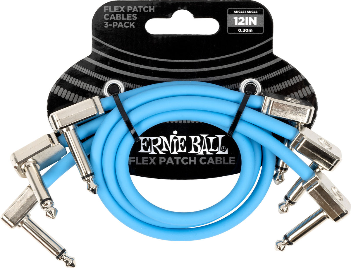 Ernie Ball PATCH CABLE FLEX 30CM - PACK 3 BLUE