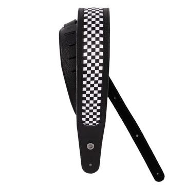 Hybrid Correia de guitarra em couro axadrezada