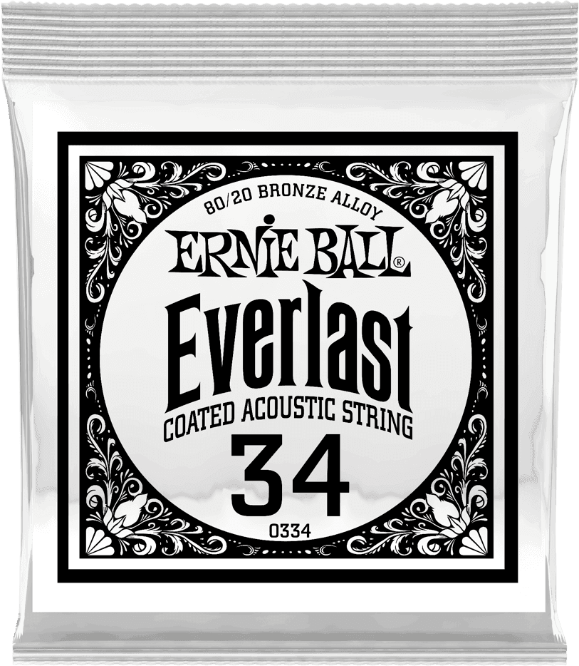 .034 EVERLAST COATED 80/20 BRONZE ACOUSTIC GUITAR STRINGS