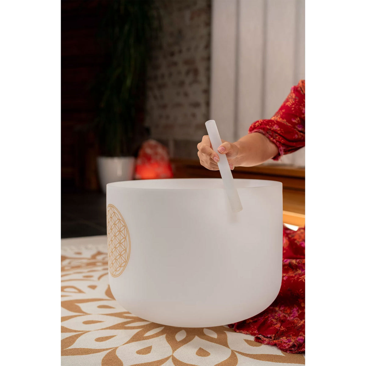 16" Flower of Life Crystal Singing Bowl 128 Hz / C3