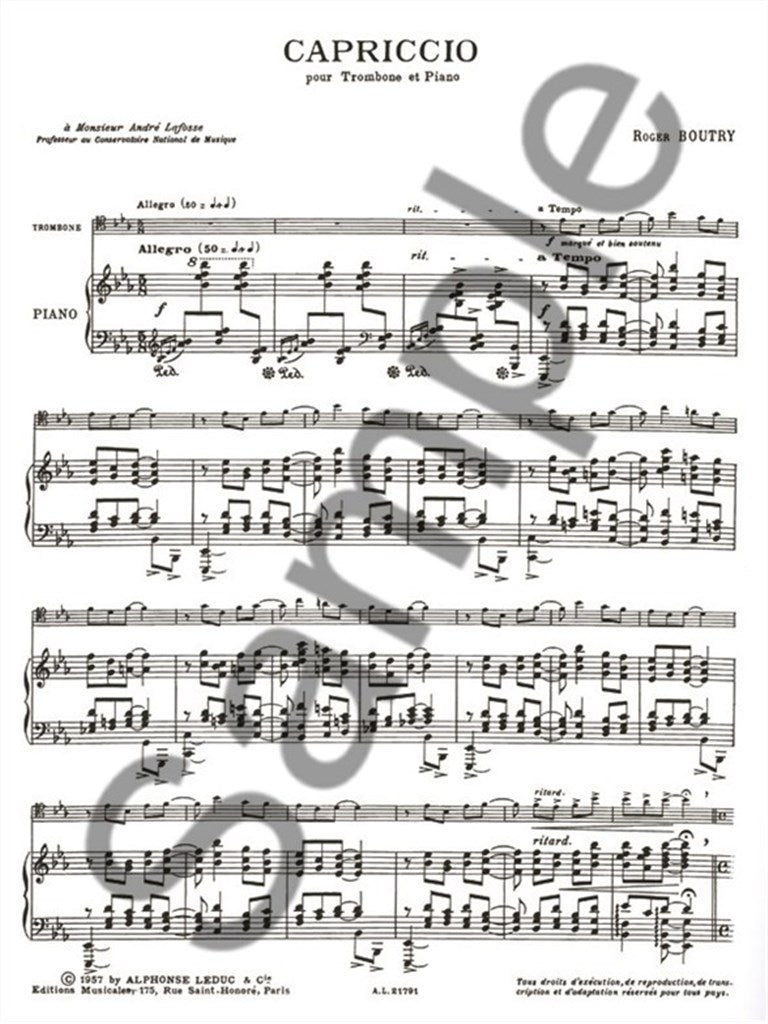 Boutry Roger - Capriccio - Trombone & Piano