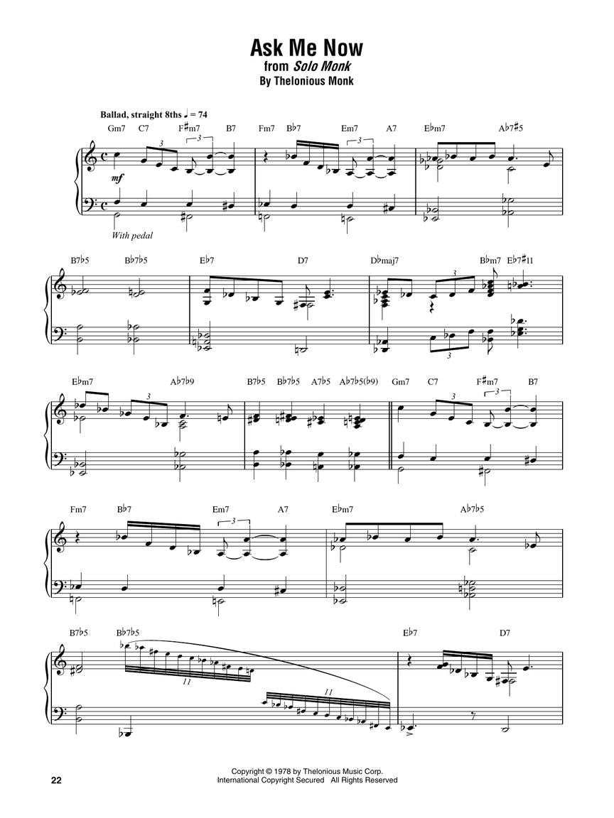 Thelonious Monk - Omnibook - Transcrições para piano