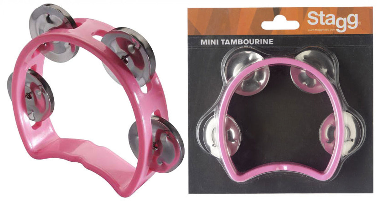 Stagg Mini pandeireta 4 soalhas de plástico cor-de-rosa