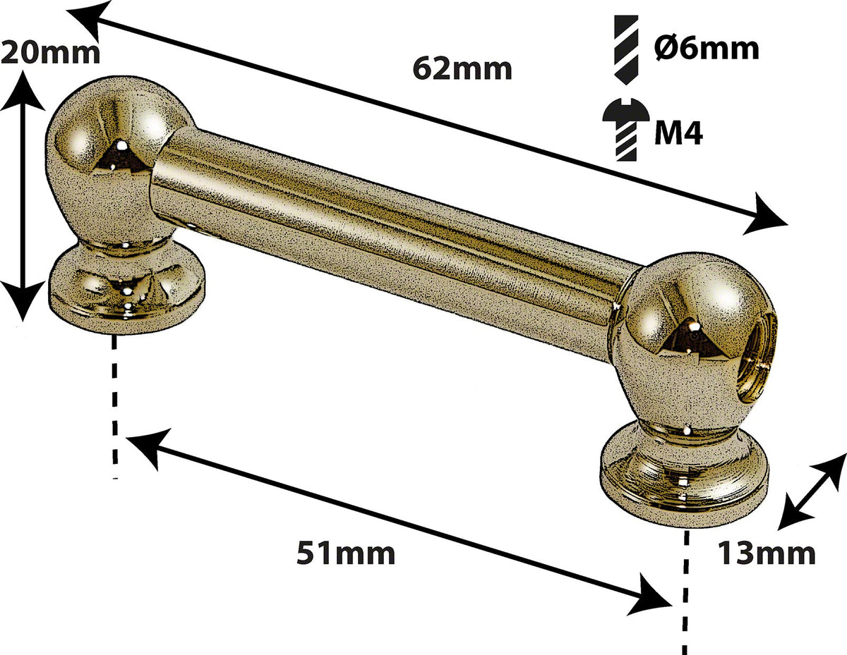 TL1D51-BR Caneco Tubular - 51mm - Latão - De Dois Tirantes (X1)