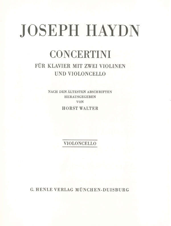Haydn - Concertini For Piano With Two Violins And Violoncello