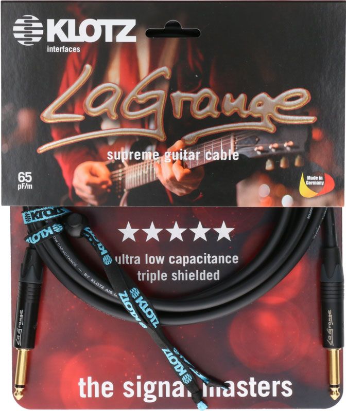 LA-grange Cabo de Instrumento Preto 6M Jack Mono - Jack Mono Contacto Dourado