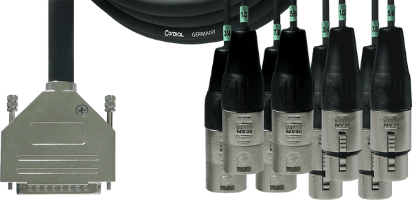 Cabo de Interface SUB-D/4 XLR Machos + 4 XLR Fêmeas 3 M