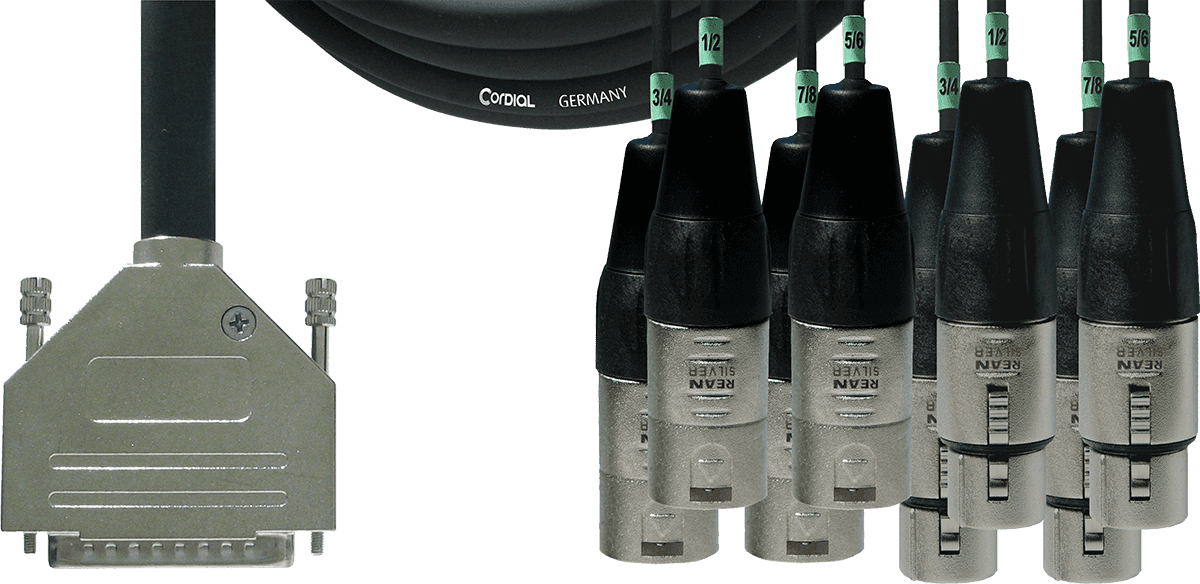 Cabo de Interface SUB-D/4 XLR Machos + 4 XLR Fêmeas 3 M