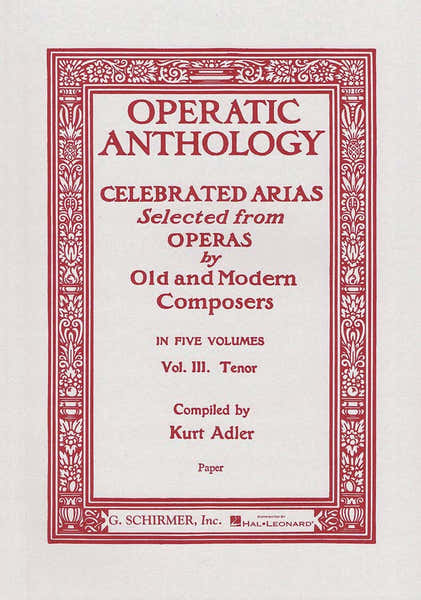 OPERATIC ANTHOLOGY VOL. 3 - TENOR ET PIANO