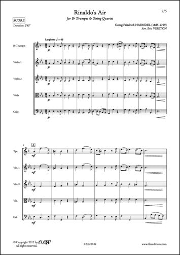 HAENDEL G. F. - AIR DE RINALDO - TROMPETTE ET QUATUOR A CORDES