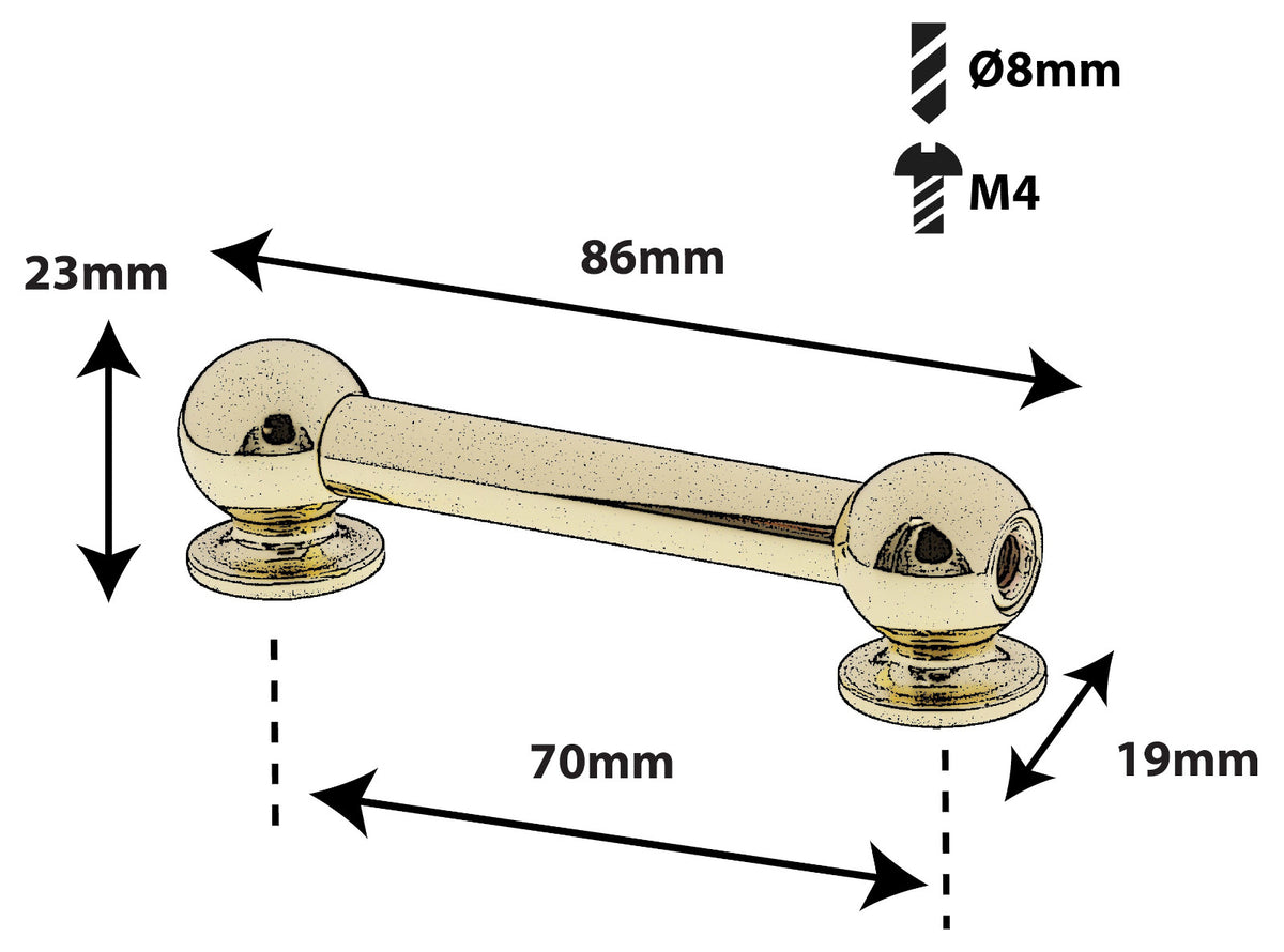 TL13D70-BR Caneco Tubular 70mm Latão De Dois Tirantes X1