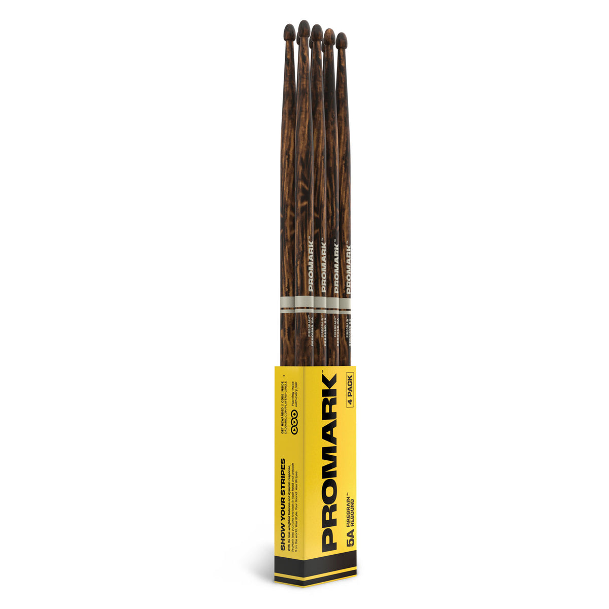 Promark REBOUND 5A FIREGRAIN HICKORY ACORN WOOD TIP 4-PACK