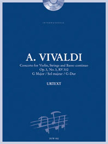 VIVALDI A. - CONCERTO OP. 3 N°3 RV 310 EM SOL MAIOR - VIOLINO CORDAS BC
