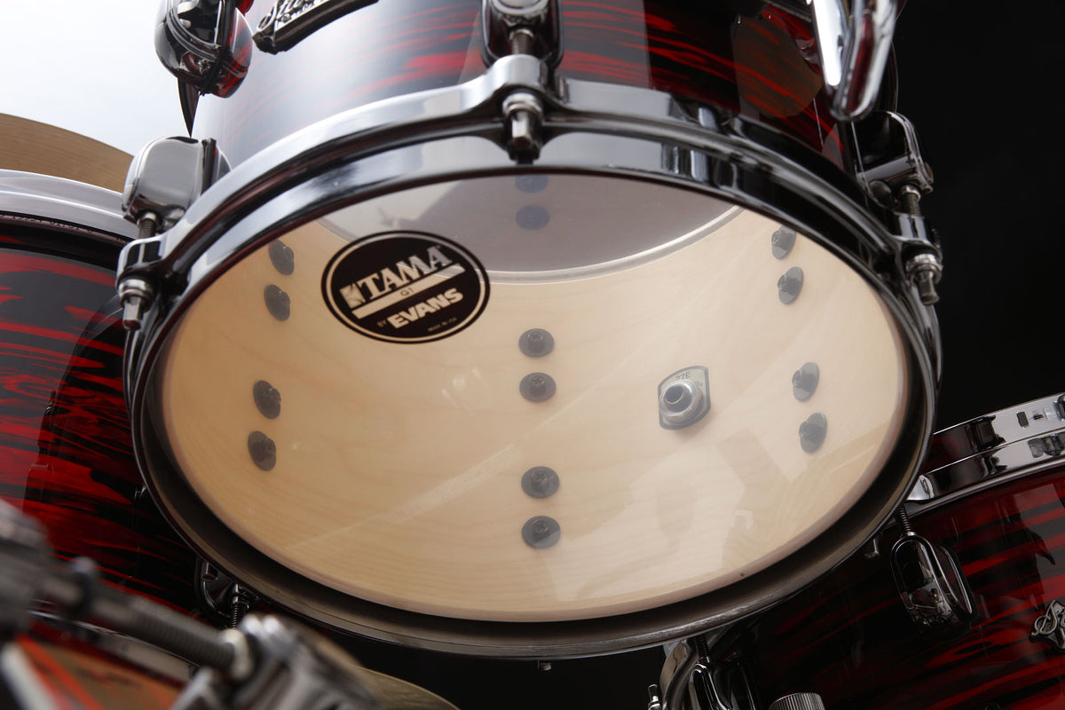 STARCLASSIC MAPLE STAGE 22 DRUM KIT BLACK NICKEL SHELL HARDWARE RED OYSTER