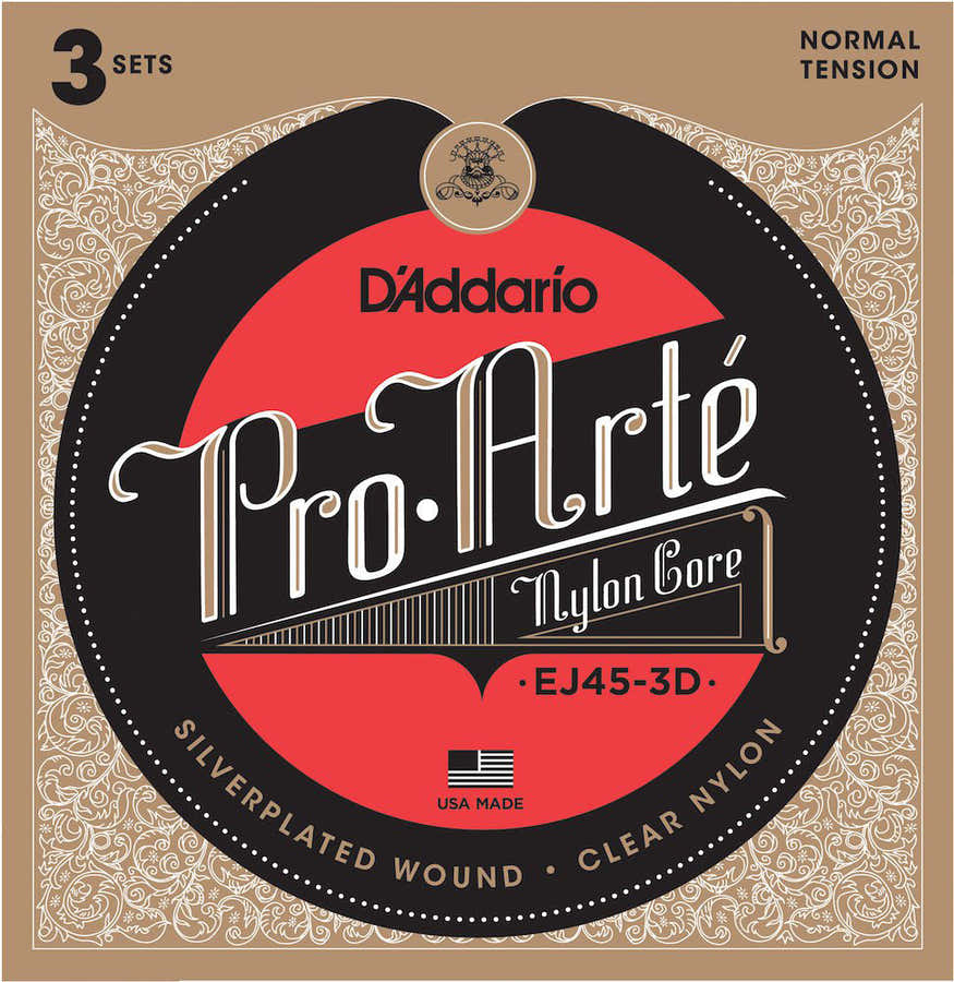 EJ45-3D PRO-ARTE NYLON CLASSICAL GUITAR STRINGS NORMAL TENSION 3 SETS