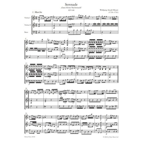 MOZART W.A - SERENADE C-DUR "GANZ KLEINE NACHTMUSIK" KV 648 - 2 VIOLONS & PIANO
