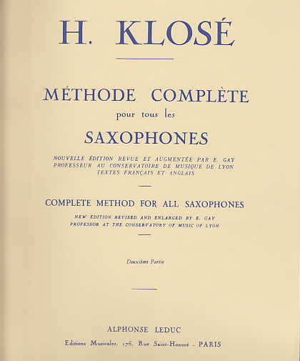 Klose - Methode Complete Pour Tous Les Saxophones Vol.2