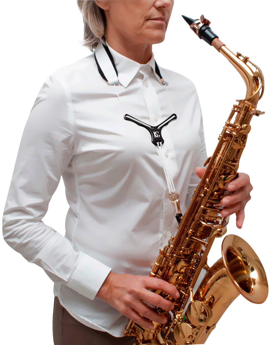Correia Zen Branca - Mosquetão Metálico - Sax SOP/alto/ Tenor