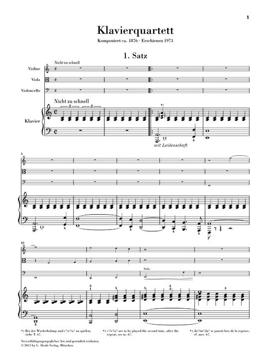 MAHLER G. - PIANO QUARTET A MINOR