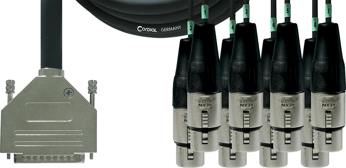Cabo de Interface SUB-D/8 XLR Fêmeas 3 M