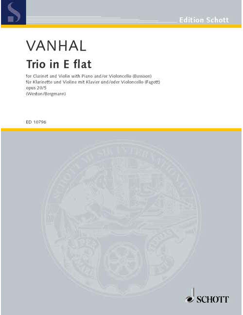 Vanhal - Trio E Flat Major Op. 20/5 - Clarinette Violon Et Piano; Violoncelle (Bassoon) Ad Libitum