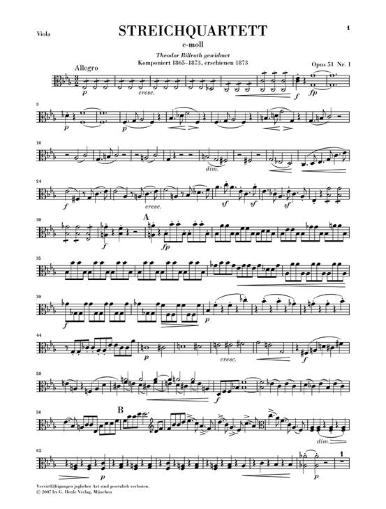 Brahms J. - Quartetos de cordas em Dó menor e Lá menor Op. 51