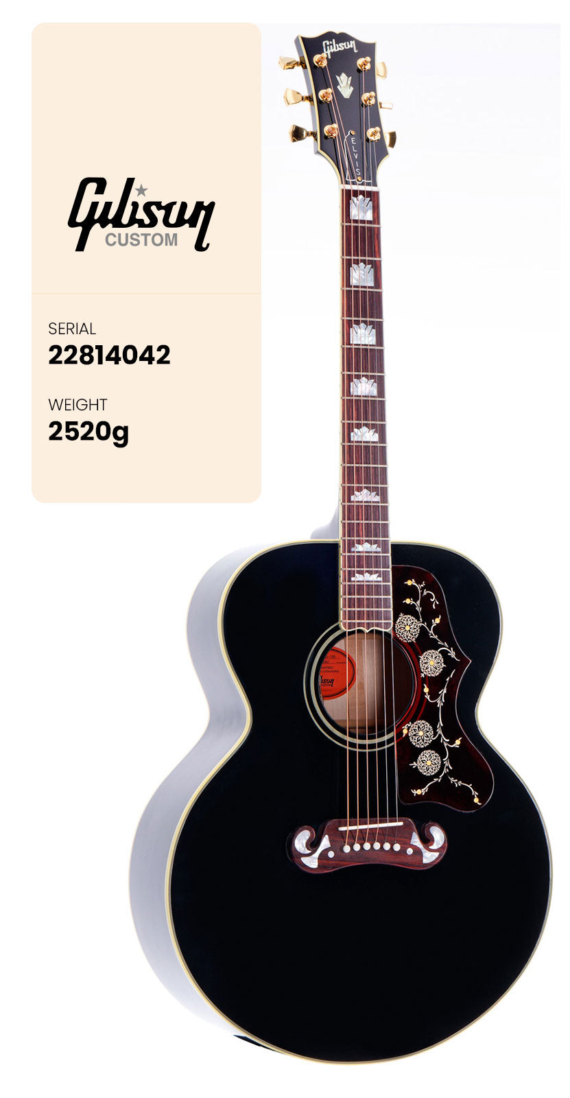 Gibson Custom SJ-200 Assinatura Elvis Ébano CS MC