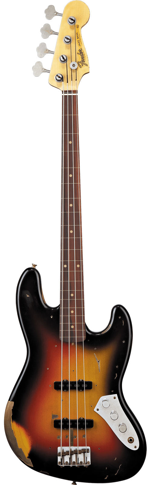 Jazz Bass Jaco Pastorius Sem trastes Relic Sunburst de 3 cores Artist 2025