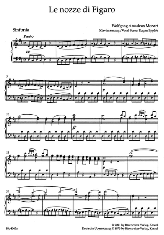 Mozart W.A. - Les Noces De Figaro Kv 492 - Chant & Piano