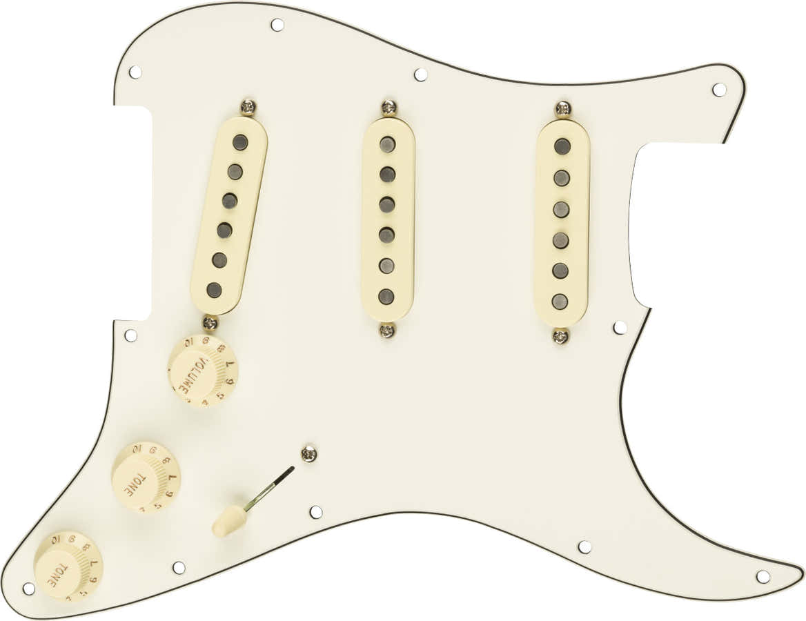 PRE-WIRED STRAT PICKGUARD TEXAS SPECIAL SSS PARCHMENT 11 HOLE PG
