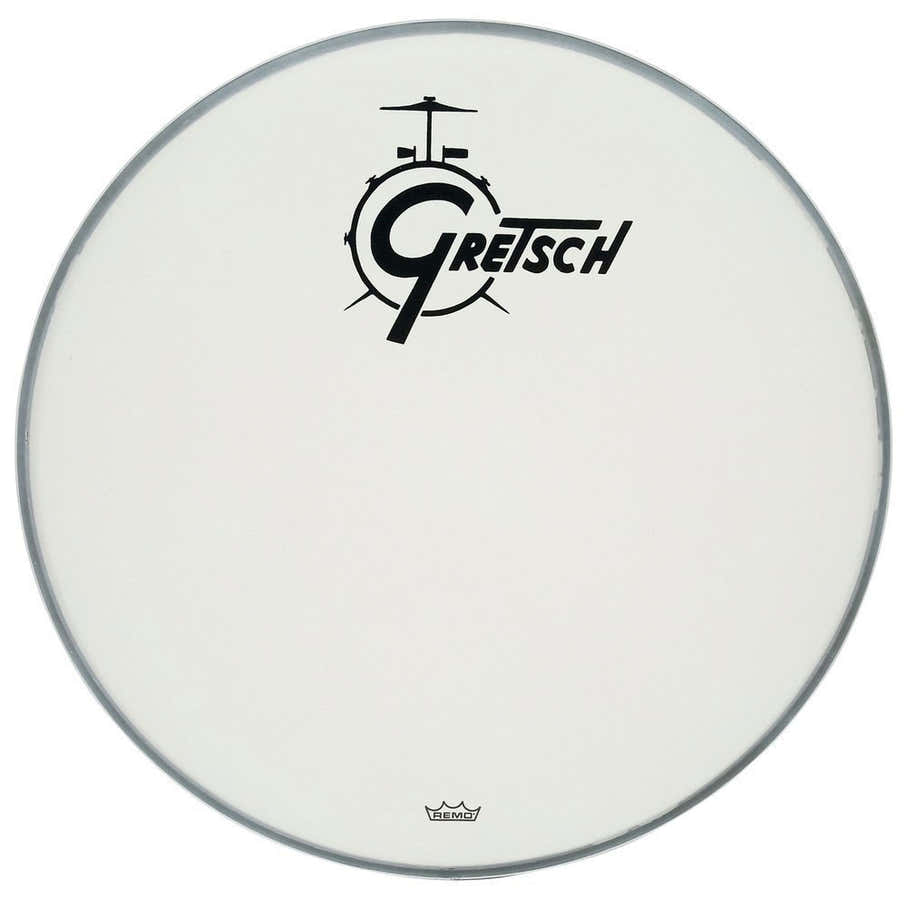 AMBASSADOR WHITE COATED 22" LOGO GRETSCH DRUMS RESSONANCIA