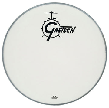 AMBASSADOR WHITE COATED 22" LOGO GRETSCH DRUMS RESSONANCIA