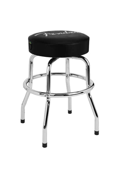 Spaghetti Logo Banco de bar com bolsa para palhetas Preto-cromado 24"