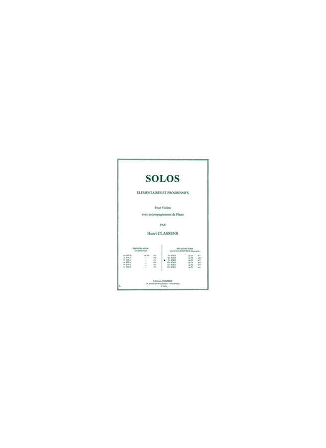 CLASSENS HENRI - SOLO N.9 OP.70 N.3 (DEUXIEME SERIE) - VIOLON ET PIANO