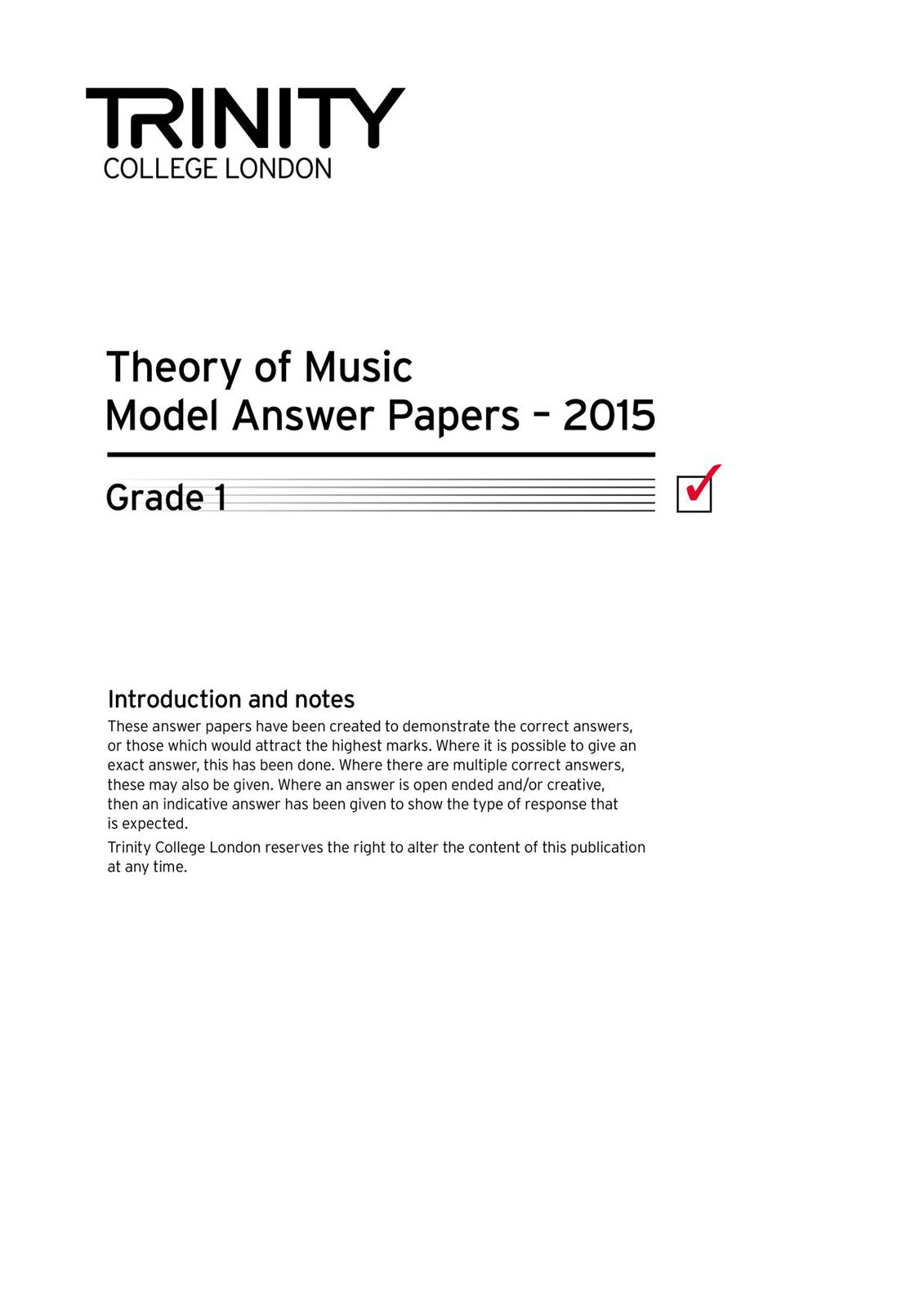 Trinity Guildhall Trinity College London Theory Model Answers Paper (2015) Grade 1 ( All Instruments)