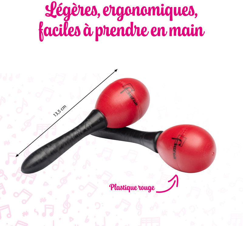 2 pares de maracas sonoras de plástico vermelho e preto