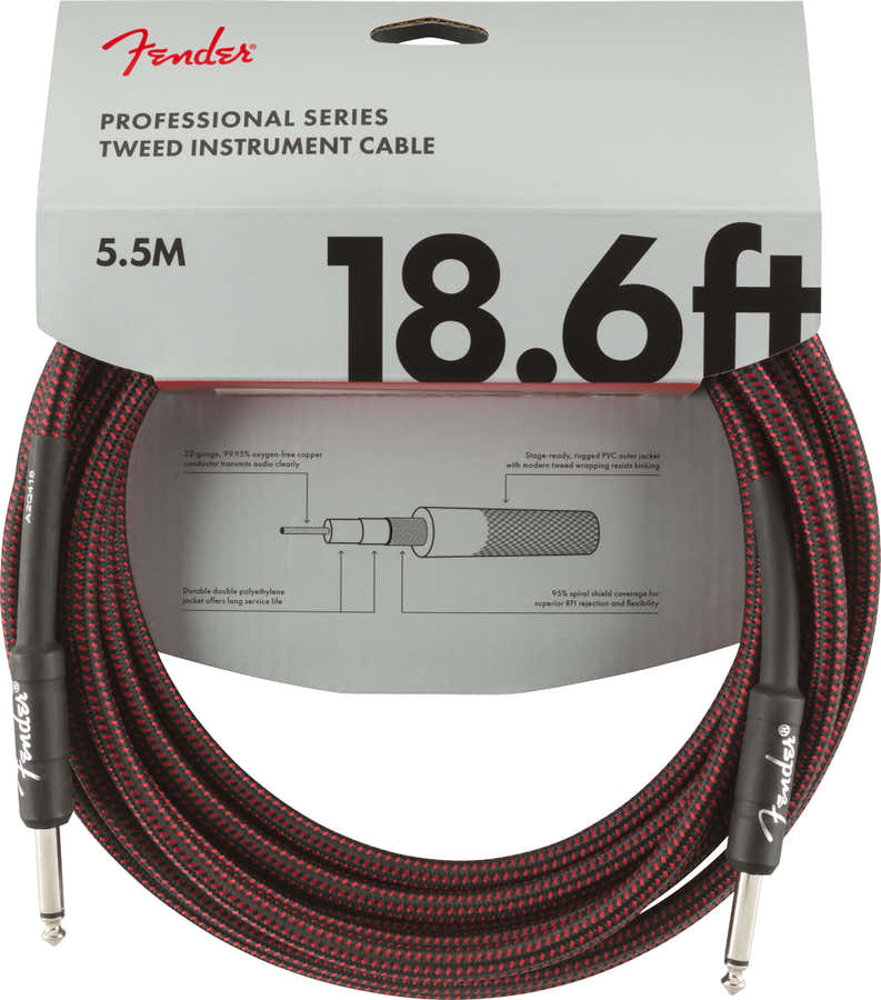 PROFESSIONAL INSTRUMENT CABLE 18.6' RED TWEED