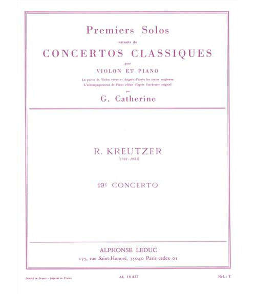 KREUTZER - SOLO N°1 DU CONCERTO N°19 (CATHERINE) - VIOLON ET PIANO