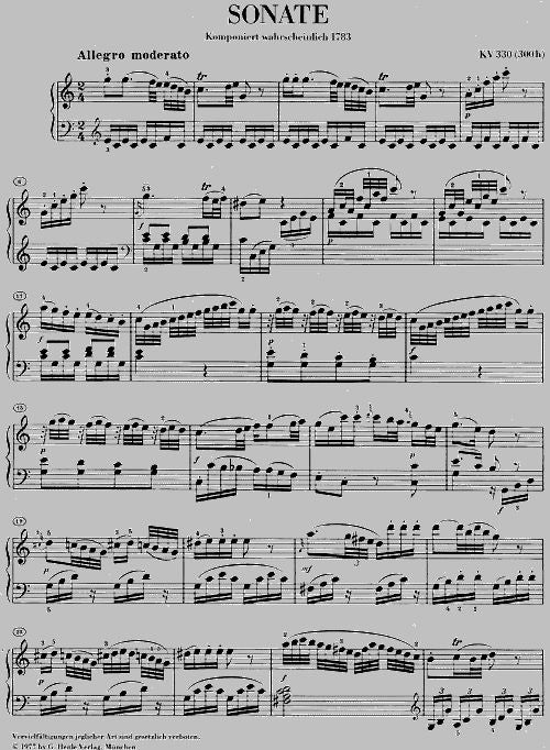 MOZART W.A. - PIANO SONATA C MAJOR K. 330 (300H)