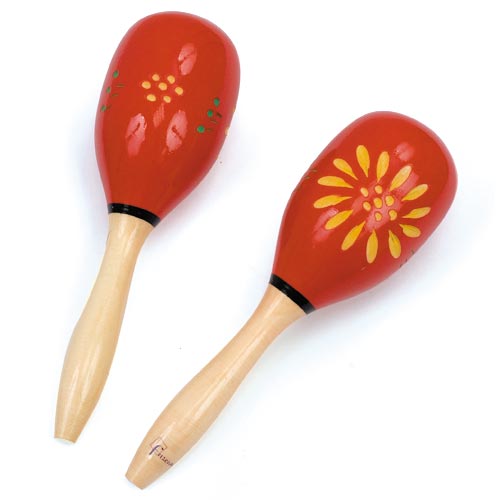 Fuzeau Maracas de madeira pintada de vermelho