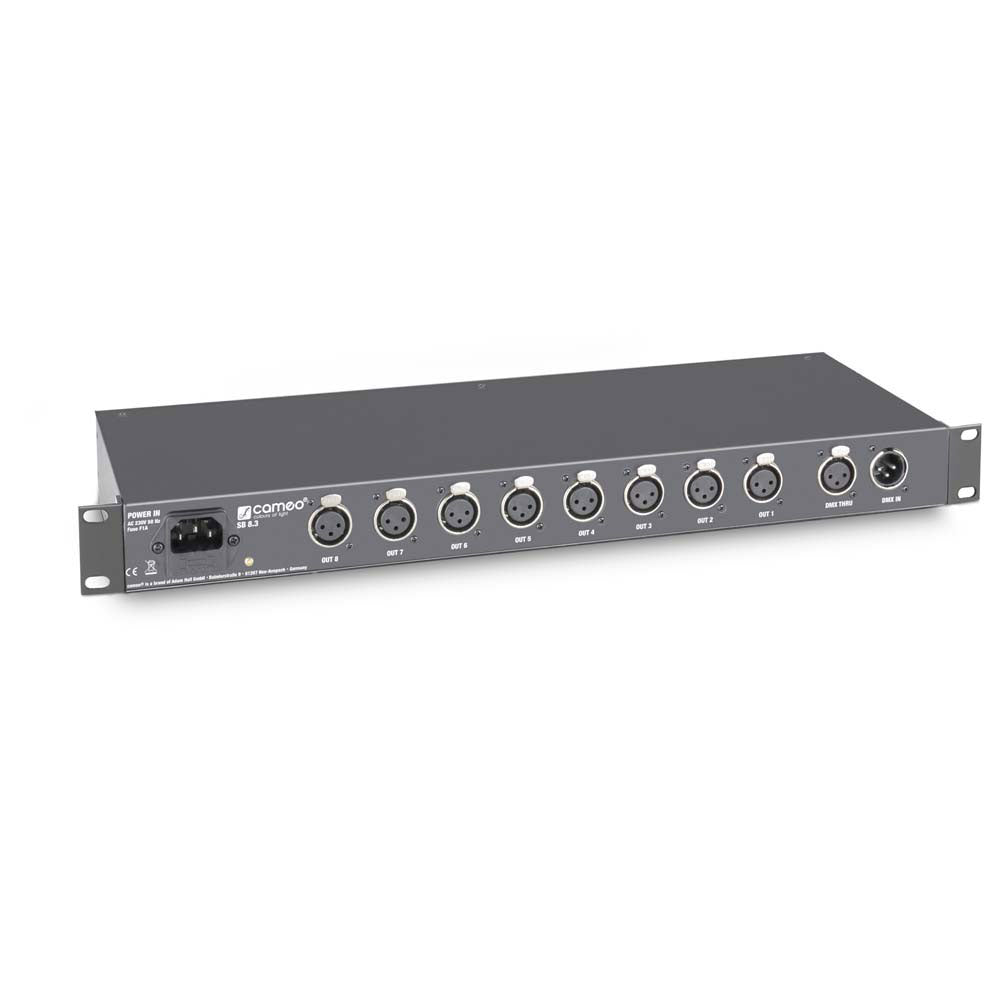 SB8.3 - SPLITTER - BOOSTER DMX DE 8 CANAIS (3 PONTOS XLR)