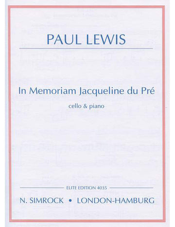 Lewis - In Memoriam Jacqueline Du PRé - Violoncelle et Piano