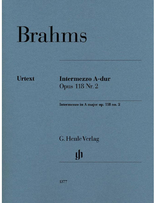 Henle Verlag Brahms - Intermezzo A Major Op. 118 No. 2 - Piano