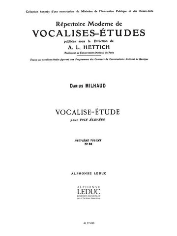 MILHAUD DARIUS - Milhaud - Vocalise estudo.Voz aguda/piano