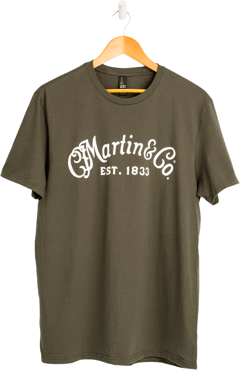 C.F. Martin & Co Tee-Shirt Olive,White Script Logo,S